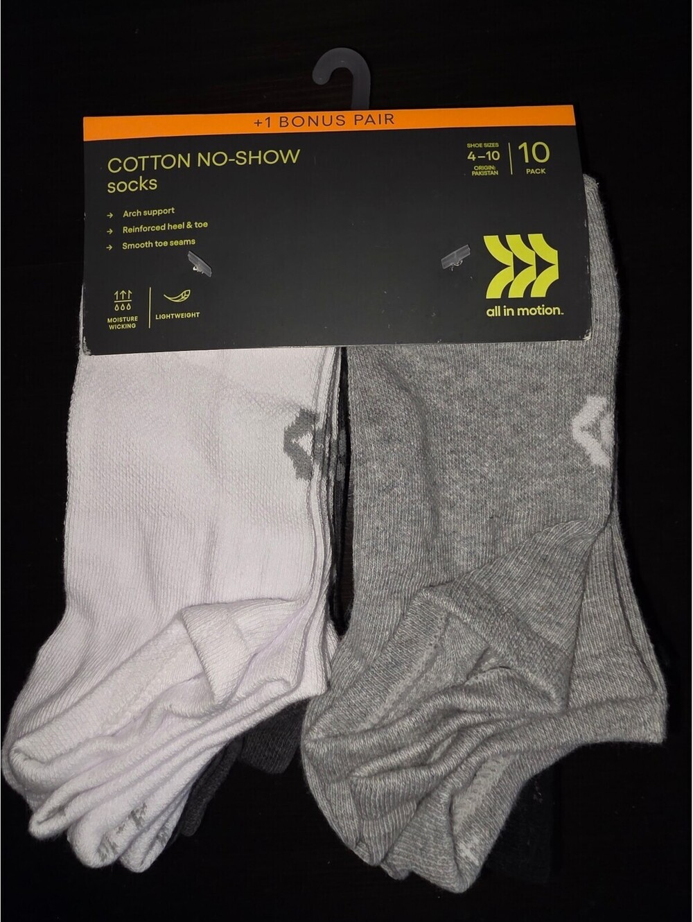 Women's All In Motion No Show Socks - 11 pack - Shoe Size 4-10 -  BTWT